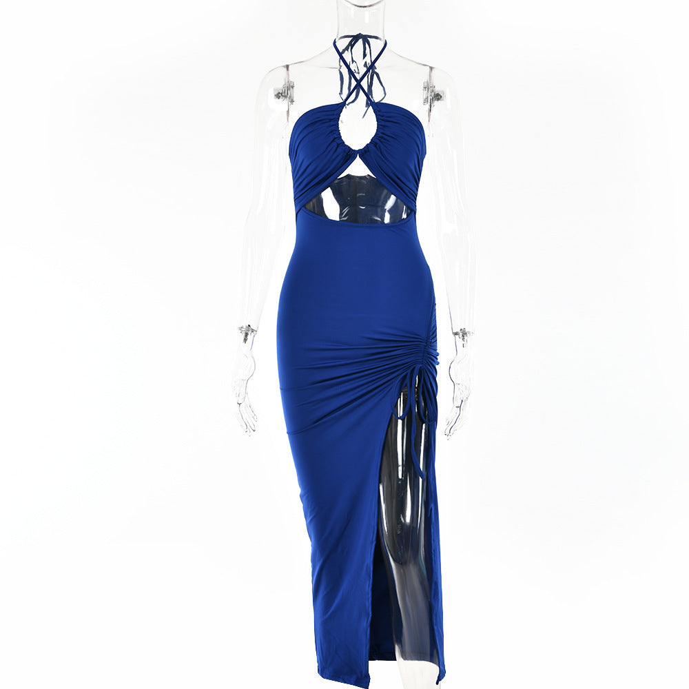 Sexy Halterneck Lace-Up Split Dress — Y2K Summer Party & Beachwear for Women