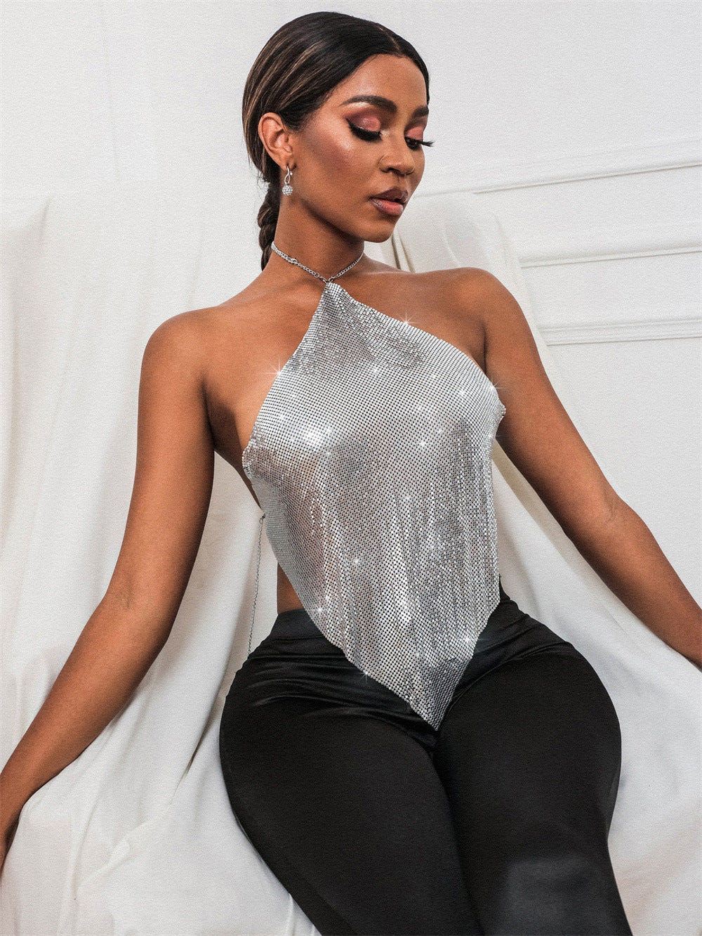 Sequin Halter Sling Top