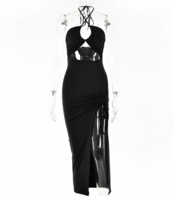Sexy Halterneck Lace-Up Split Dress — Y2K Summer Party & Beachwear for Women