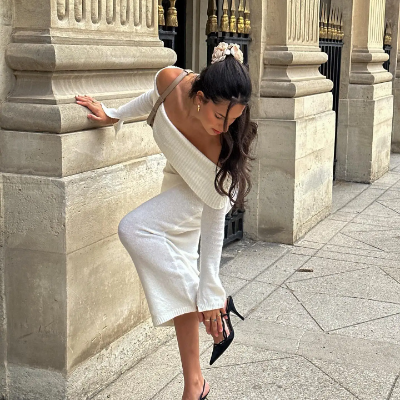 Elegant Off-Shoulder Knit Midi Dress